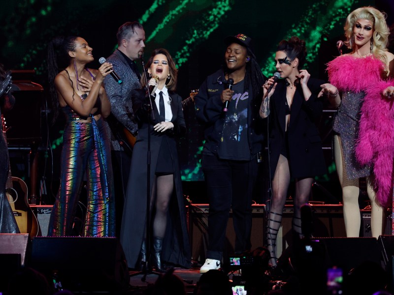 NASHVILLE, TENNESSEE - MARCH 20: Allison Russell, Jason Isbell, Maren Morris, Joy Oladokun and Amanda Shires perform onstage during the Love Rising: Let Freedom Sing (and Dance) A Celebration Of Life, Liberty And The Pursuit Of Happiness show at Bridgestone Arena on March 20, 2023 in Nashville, Tennessee. (Photo by Jason Kempin/Getty Images)